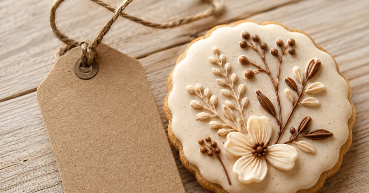Etiqueta de ingredientes de biscoito decorado artesanal